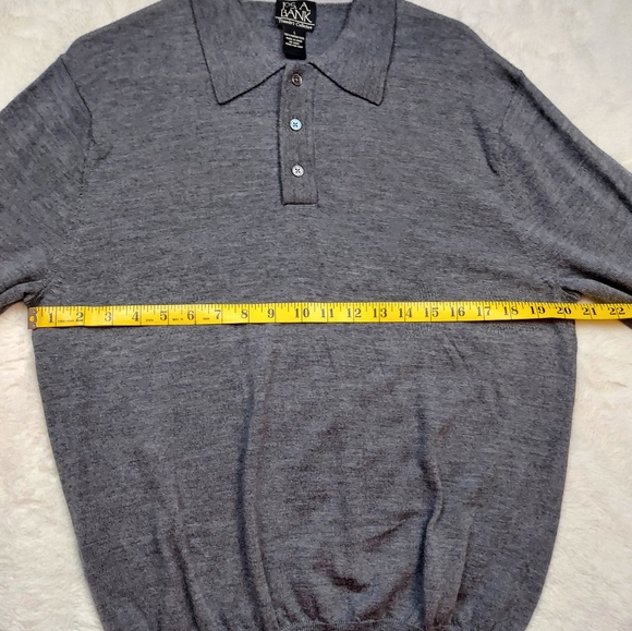 Jos. A. Bank Gray Merino Wool Long Sleeve Quarter Button Collared Sweater Size L - Picture 6 of 9